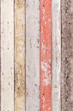 Wallpaper Old Planks pale red Roll Width