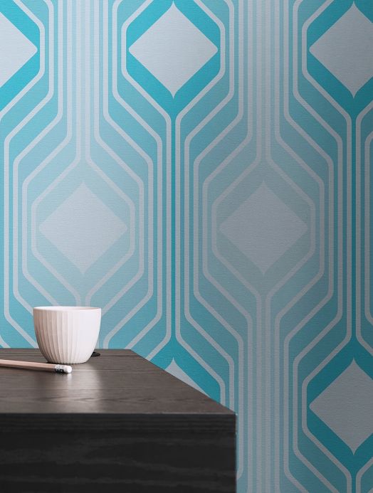 Wallpaper patterns Wallpaper Quincy pastel turquoise Room View