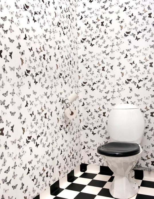 Butterfly Wallpaper Wallpaper Vanesa grey Room View