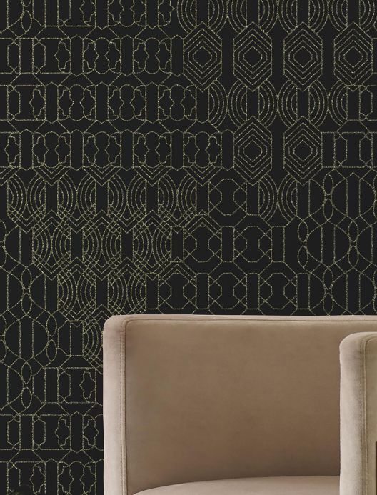 Black Wallpaper Wallpaper Modern Chandeliers black Room View