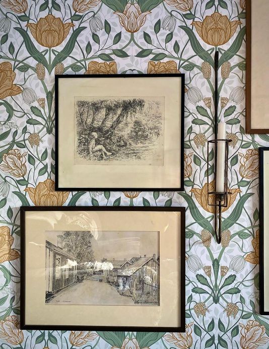 Papel de parede Art Nouveau Papel de parede Anita branco Ver ambiente