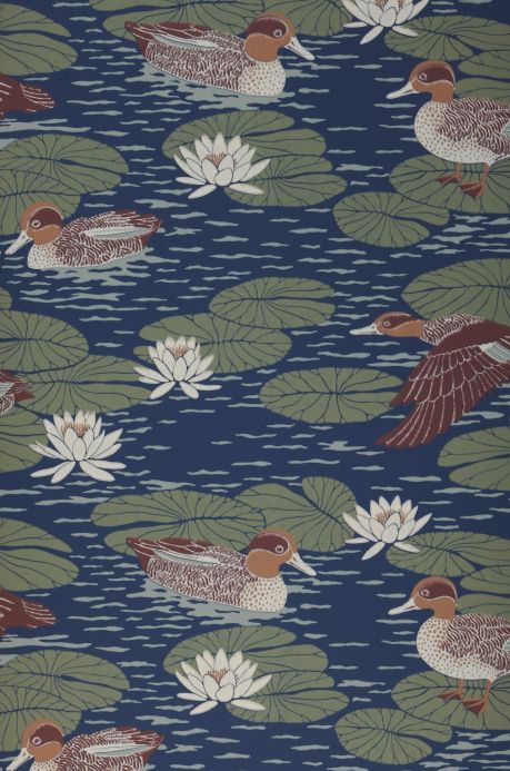 Bird Wallpaper Wallpaper Duck Lake grey blue Roll Width