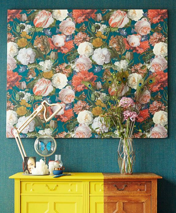Floral Wallpaper Wallpaper Doriana ocean blue Room View
