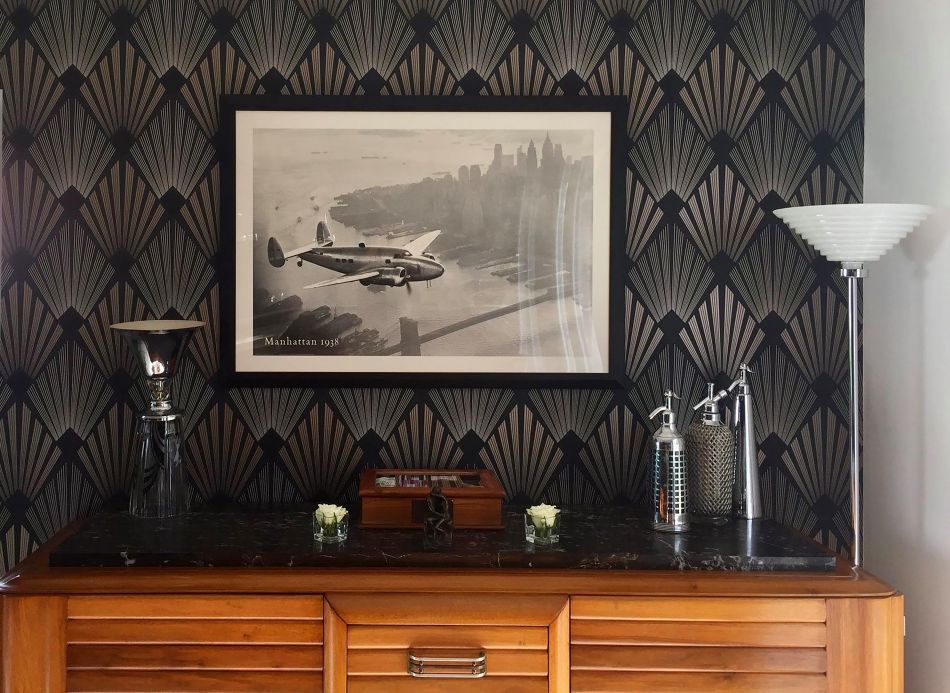 Grey Wallpaper Wallpaper Pontinius anthracite Room View
