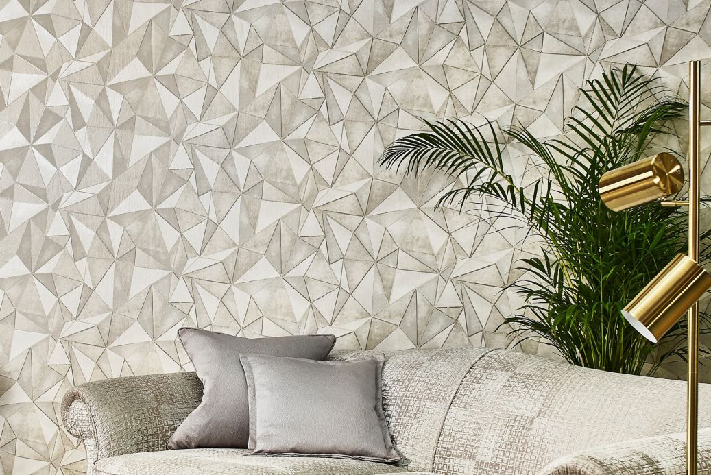 Geometric Wallpaper Wallpaper Mirage grey beige shimmer Room View