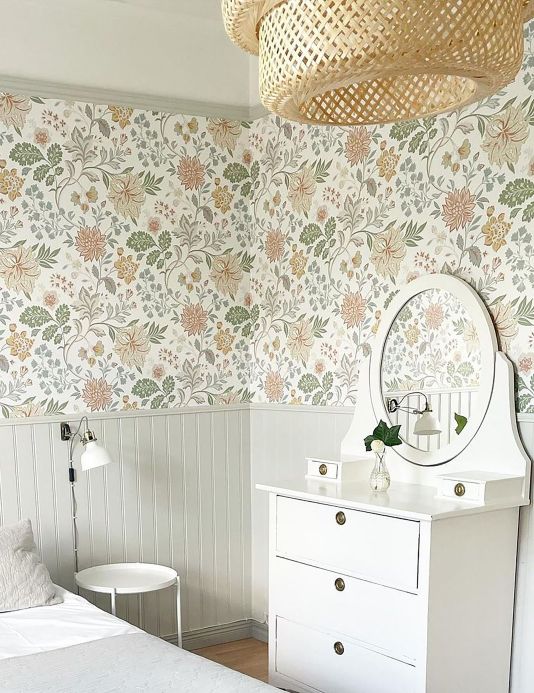 Floral Wallpaper Wallpaper Ebba cream Room View