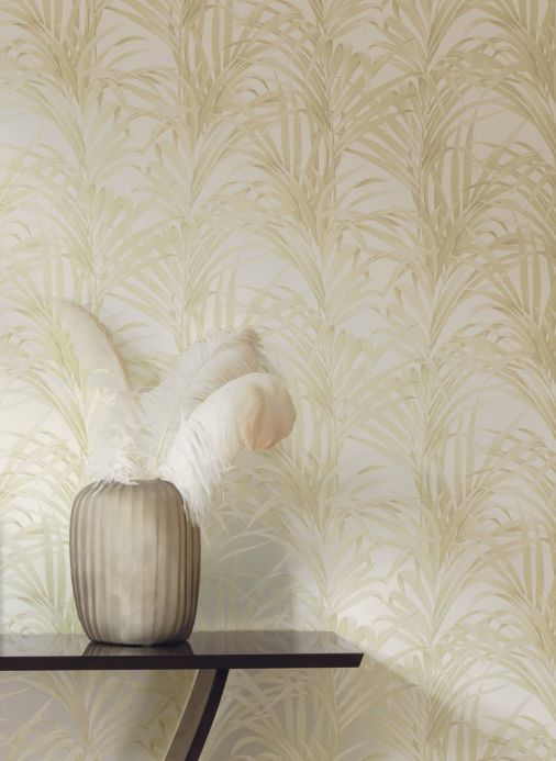 Papel pintado botánico Papel pintado Palmetto crema brillante Ver habitación