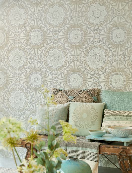Best rated Wallpaper Riverana pale green shimmer Room View