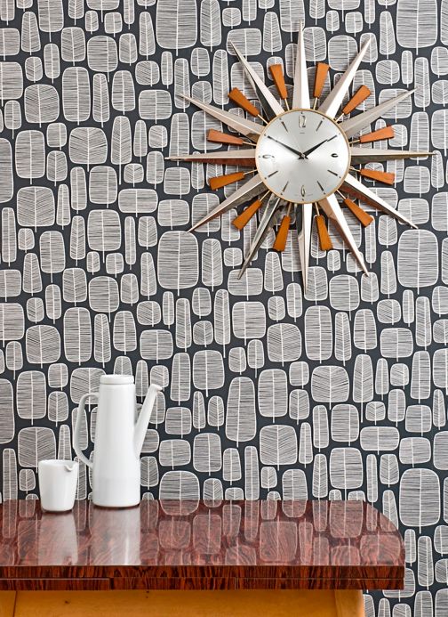 Wallpaper Wallpaper Little Trees anthracite grey Room View