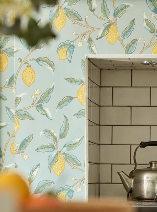 William Morris Wallpaper Wallpaper Lemon Tree light blue grey Room View