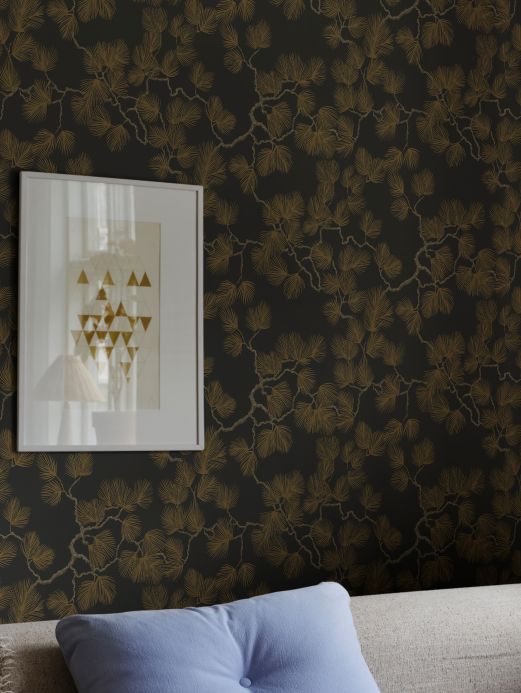 Papeles pintados populares Papel pintado Pine oro brillante Ver habitación