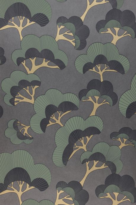 Papier peint de forêts et d’arbre Papier peint Fujikawa anthracite Largeur de lé