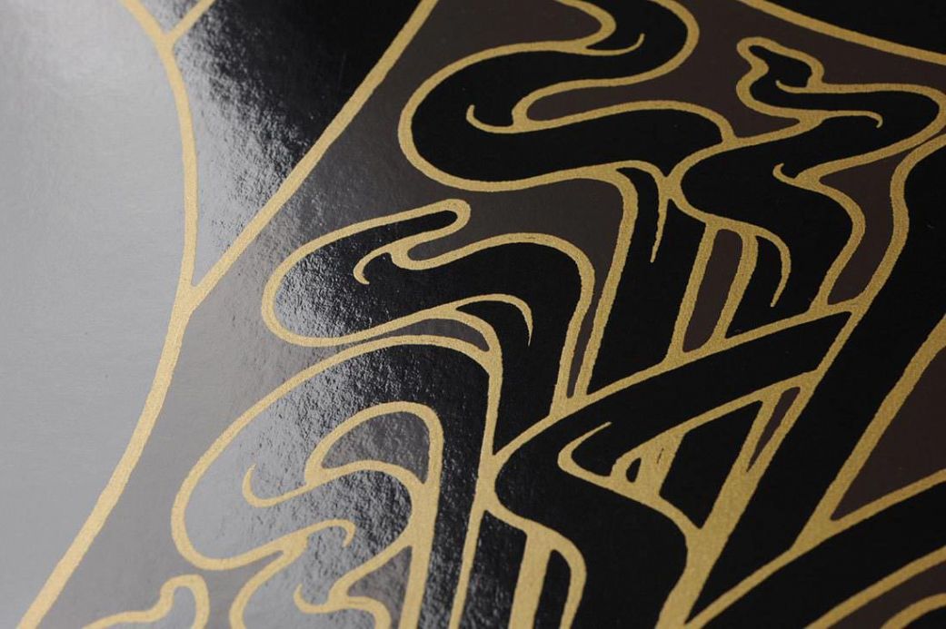 Designer Wallpaper Flower of Love black lacquer Detail View