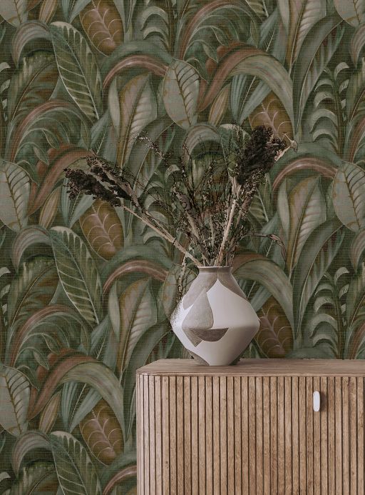 Leaf and Foliage Wallpaper Wallpaper Mendia shades of green Room View