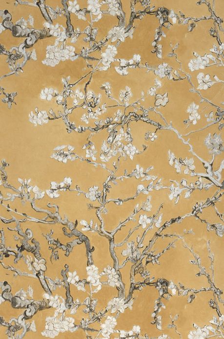 Material Wallpaper VanGogh Blossom ochre yellow Roll Width