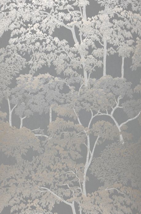 Papier peint de forêts et d’arbre Papier peint Arboleda gris clair Largeur de lé