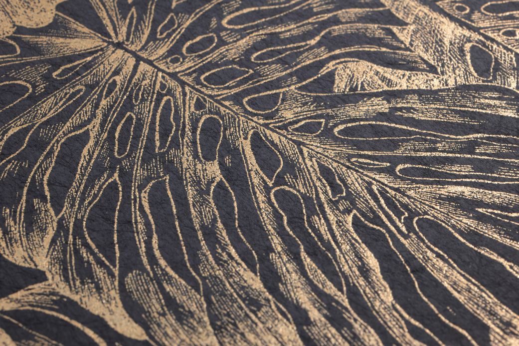 Botanische Tapeten Tapete Raisa Anthrazit Detailansicht