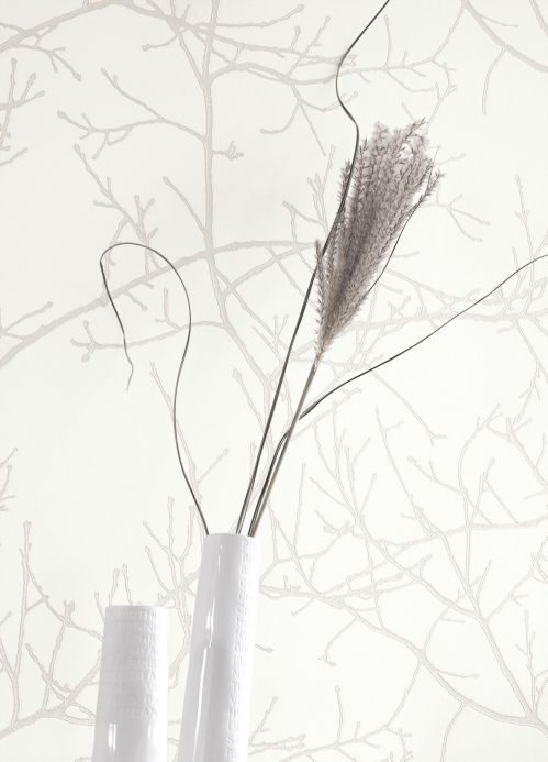Papel pintado botánico Papel pintado Kansai blanco Ver habitación