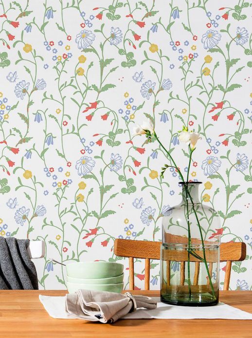 Papel de parede floral Papel de parede Eilis branco Ver quarto
