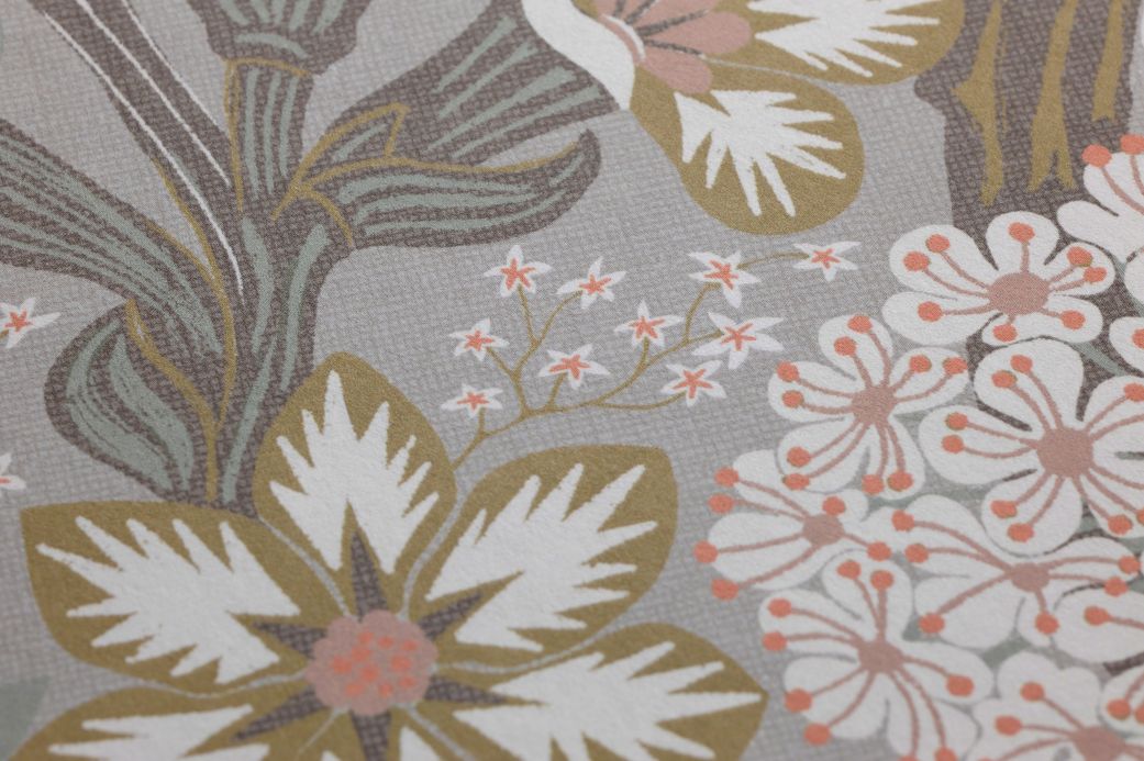 Floral Wallpaper Wallpaper Fanfara light grey Detail View