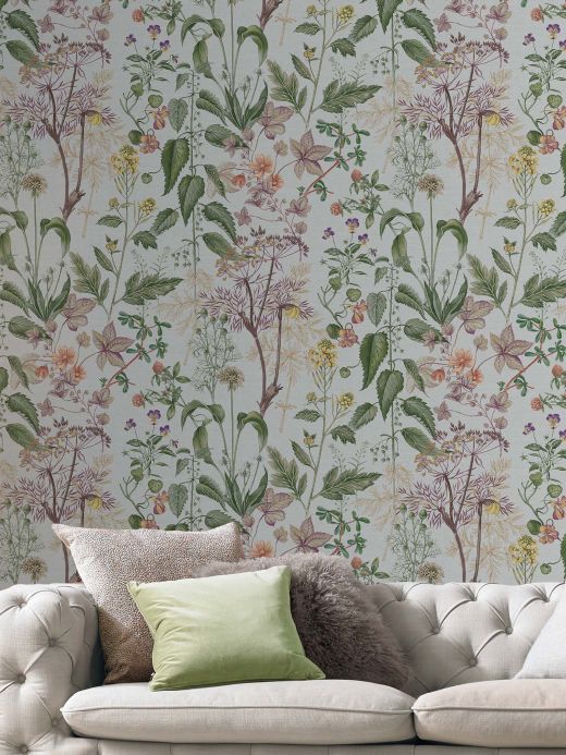 Botanical Wallpaper Wallpaper Evia cream white Room View