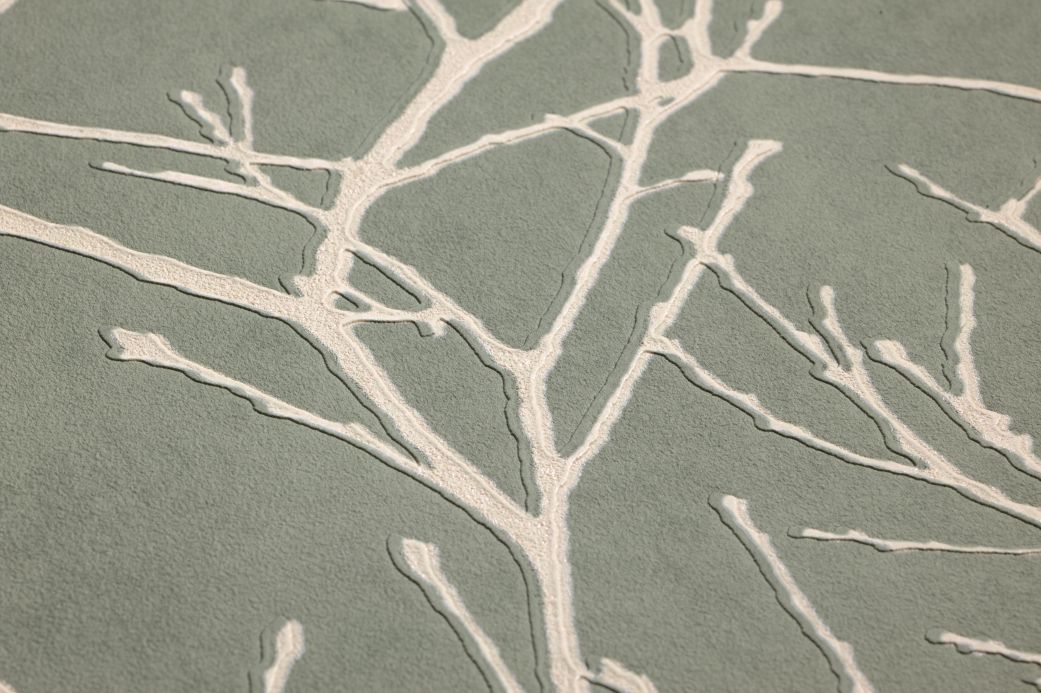 Papier peint de forêts et d’arbre Papier peint Kansai gris vert Vue détail