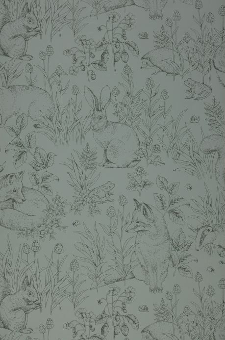 Animal Wallpaper Wallpaper Sumi mint grey Roll Width