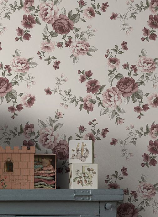 Floral Wallpaper Wallpaper Gunilla cream white Room View