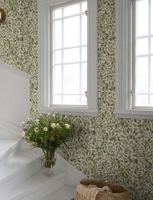 Papel pintado botánico Papel pintado Grada verde caña Ver habitación