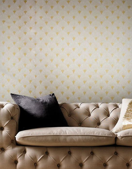Styles Wallpaper Helene pearl gold Room View