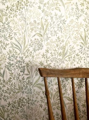 Shabby Chic Soft Green Wallpaper Vintage Decorative Plates Wall Covering 