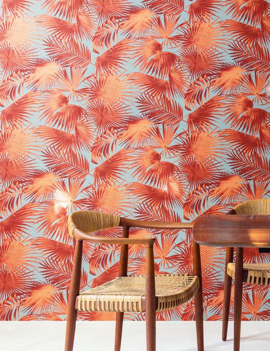 Botanical Wallpaper Wallpaper Konda pastel orange Room View