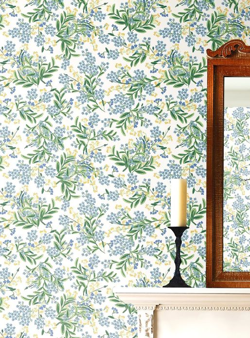 Rifle Paper Wallpaper Wallpaper Cornflower cream white Room View