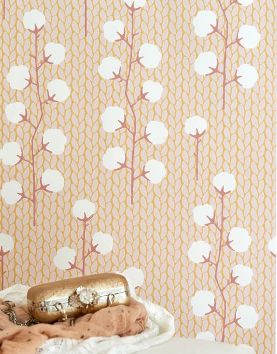 Papel pintado escandinavo Papel pintado Sweet Cotton amarillo miel Ver habitación