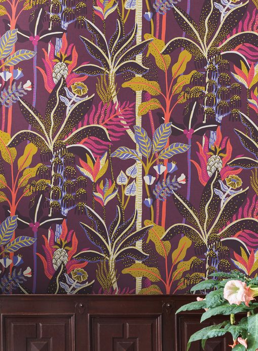Papel de parede botânico Papel de parede Tropical Dream violeta Ver ambiente