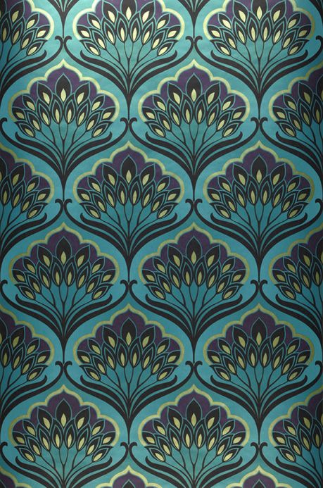 Archiv Wallpaper Perdula turquoise blue Roll Width