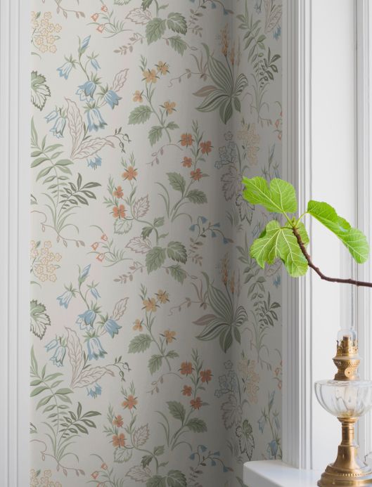 Floral Wallpaper Wallpaper Ulrika grey white Room View