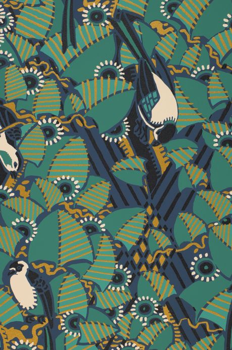 Bird Wallpaper Wallpaper Dorothy turquoise green A4 Detail