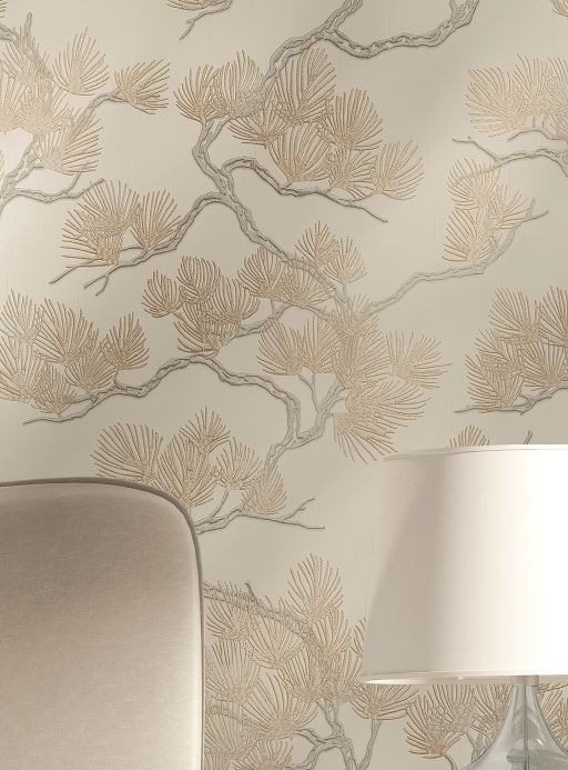 Forest and Tree Wallpaper Wallpaper Sagano cream white Room View