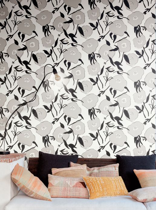 Floral Wallpaper Wallpaper Kanoko grey Room View