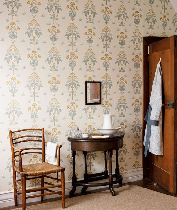 Yellow Wallpaper Wallpaper Hemera mint turquoise Room View