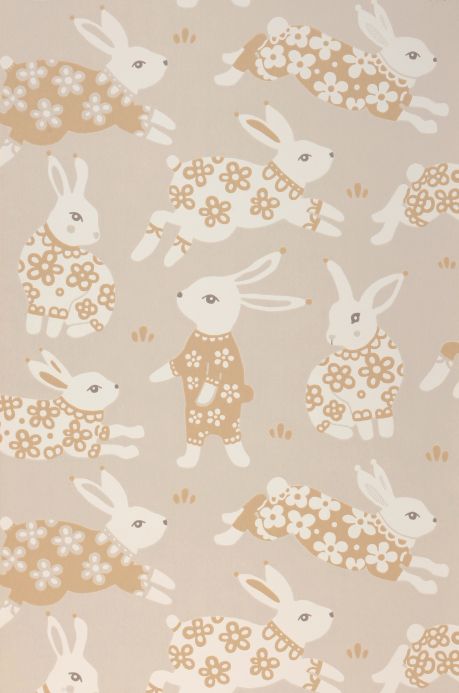 Animal Wallpaper Wallpaper Rabbit Party light grey beige Roll Width