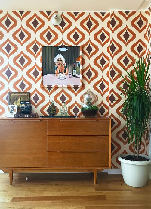 Cream Wallpaper Wallpaper Triton orange Room View