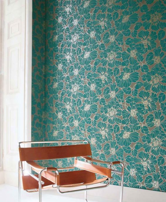 Archiv Wallpaper Indra turquoise Room View