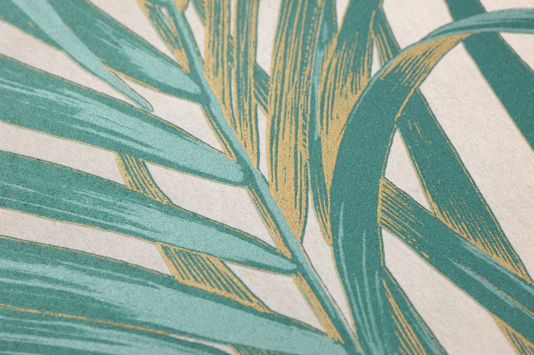 Botanische Tapeten Tapete Palmetto Perlopalgrün Detailansicht