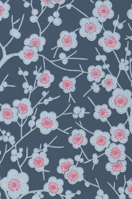 Papel de parede floral Papel de parede Laila cinza azulado Detalhe A4