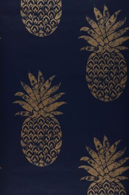 Wallpaper Ananas sapphire blue Bahnbreite