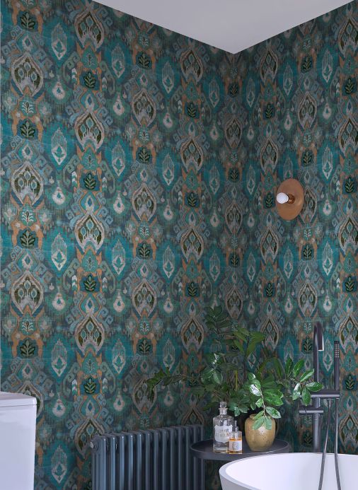 Papel de parede Shabby Chic Papel de parede Shania azul acinzentado Ver ambiente