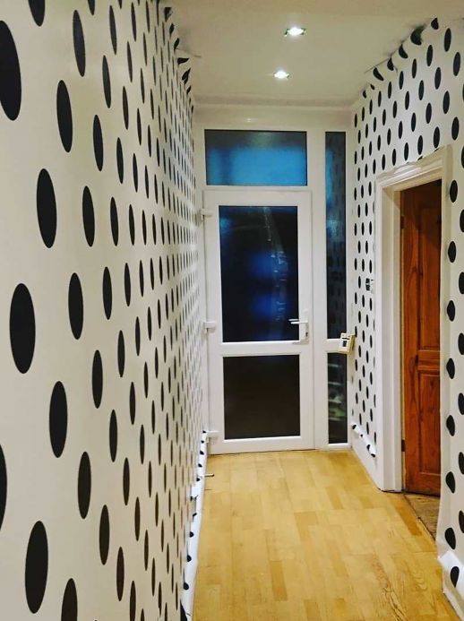 Papel pintado geométrico Papel pintado Teena negro Ver habitación