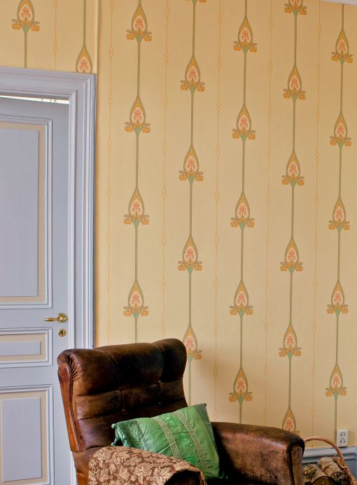 Papel pintado Art Nouveau Papel pintado Danne amarillento claro Ver habitación